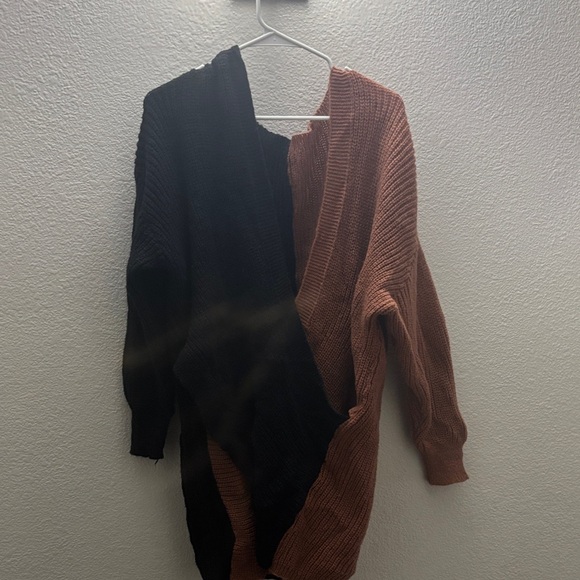 SHEIN Sweaters - Plush Black and Brown Women's Cardigan